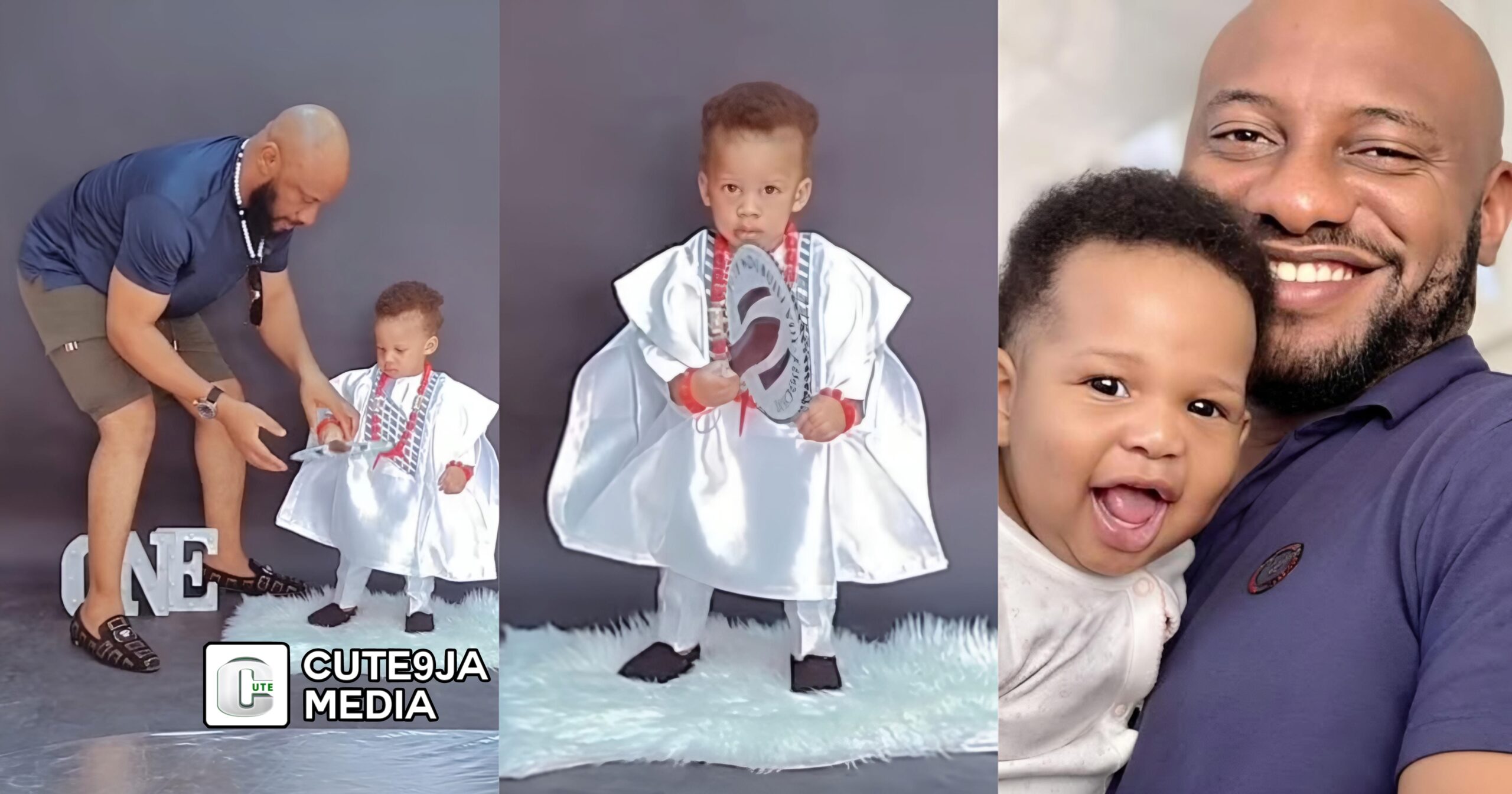 “Ebube Dike Junior” – Yul Edochie’s youngest child, Pete Edochie Jr., celebrates first birthday in style (Watch)