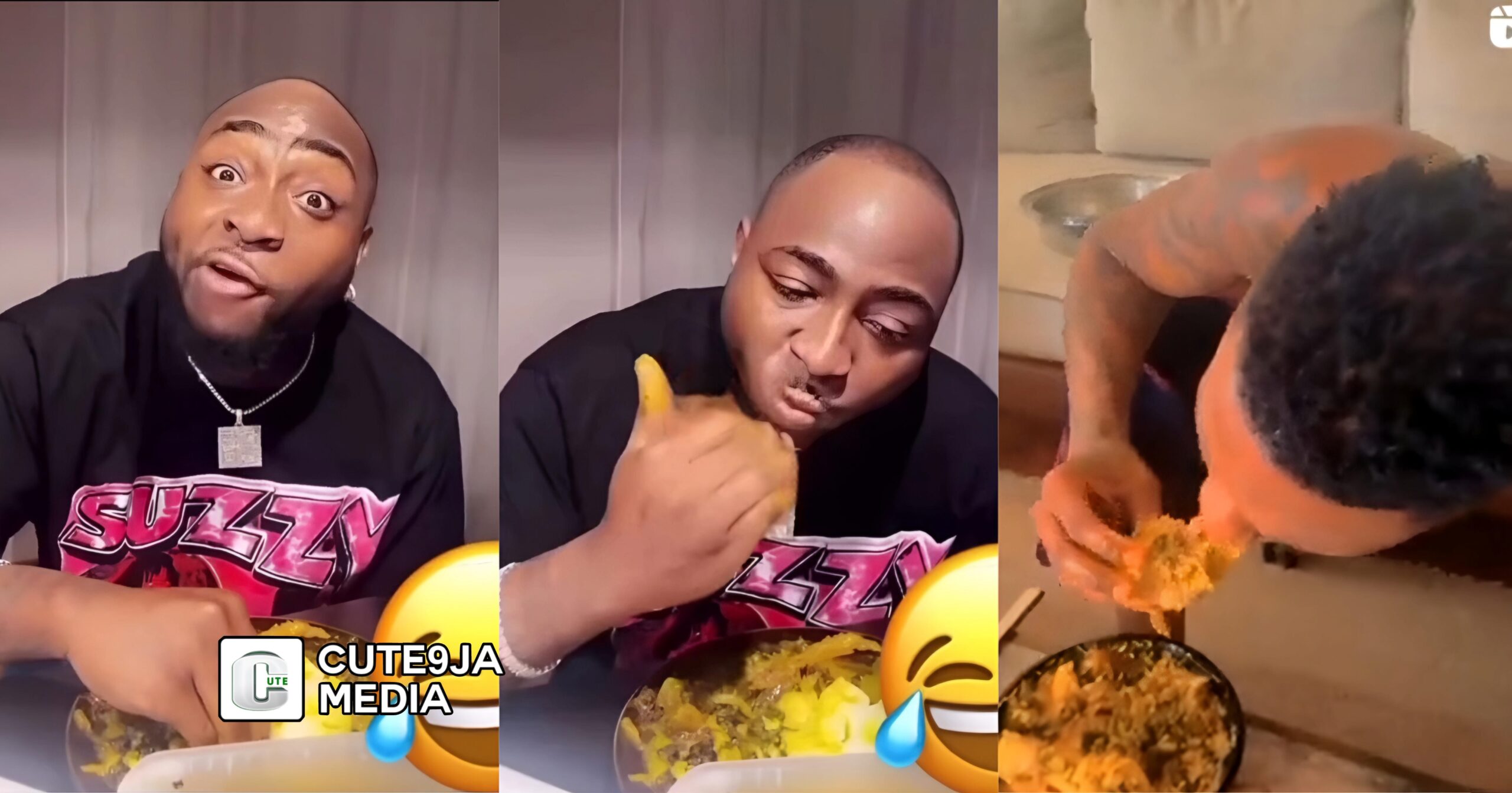 “OBO is the Winner” – Video of Davido and Wizkid eating Eba and Egusi got fans talking (Watch)