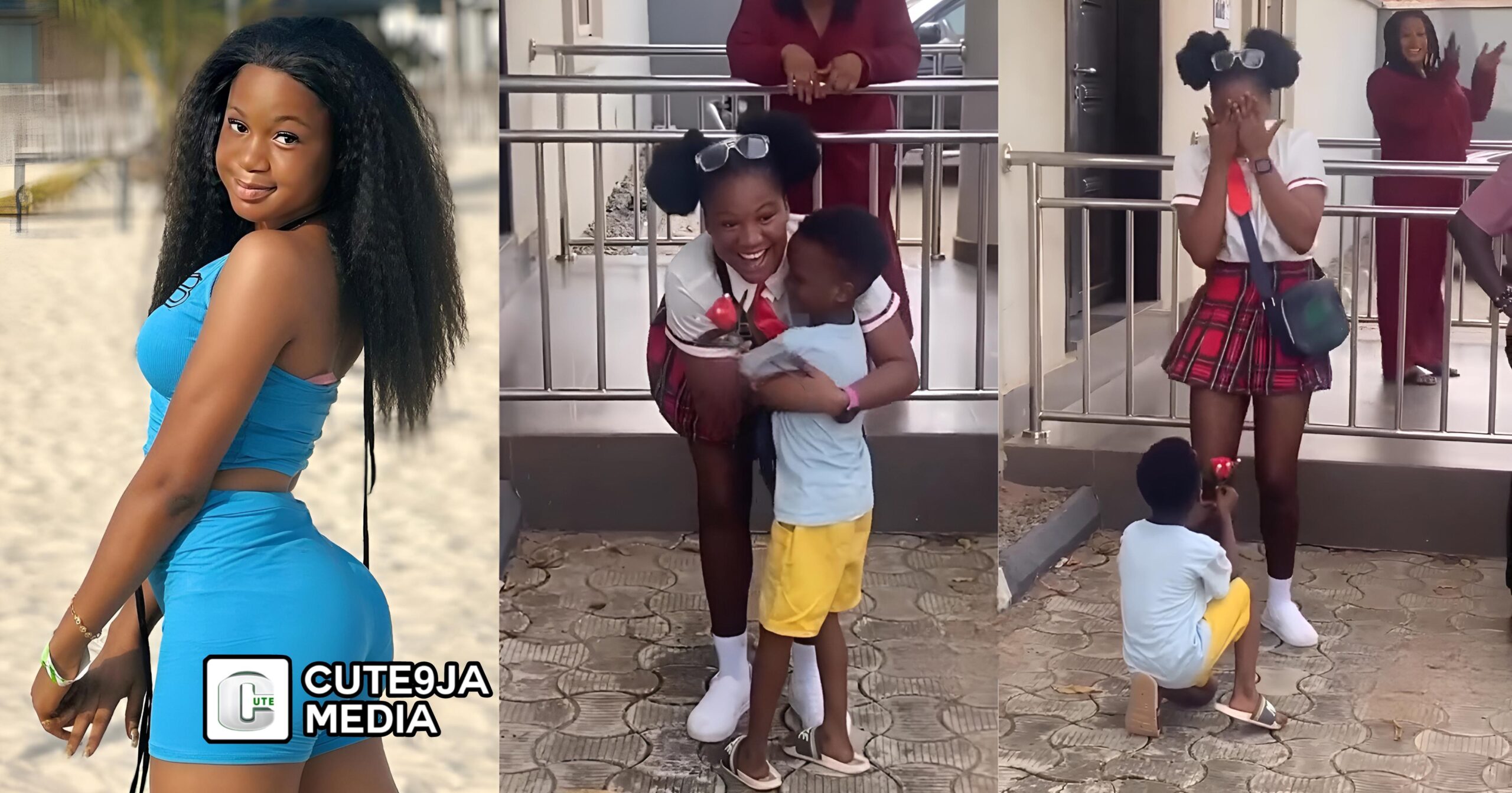 “Please Say Yes!” – 15-years-old Actress Mercy Kenneth Overwhelmed with Joy as little kid Presents Her Flowers on Set (Watch)