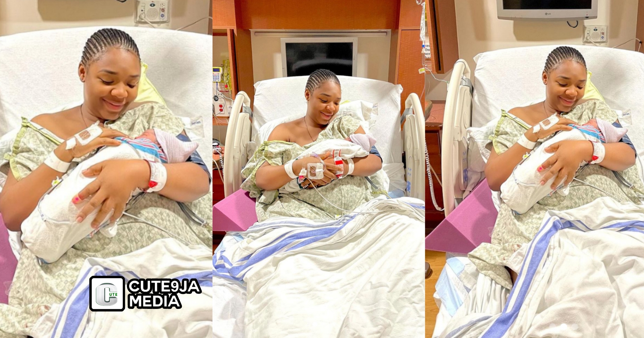 “Congratulations to her” – Ekene Umenwa announces birth of her first child in US with adorable photos (Watch)