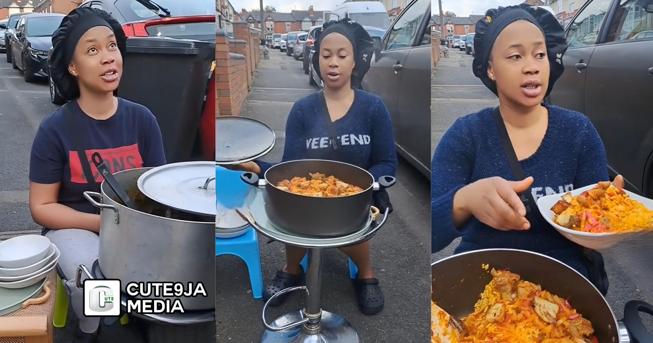 “It’s £10 per plate, Very Cheap” – Nigerian woman sells swallow, banga rice for £10 per plate in the UK (Watch)